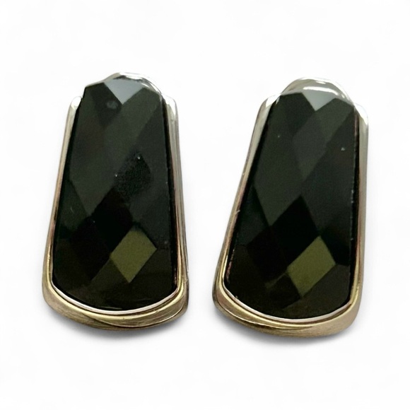 JJG Black Onyx and Sterling Silver Clip-On Earrings - Picture 1 of 4